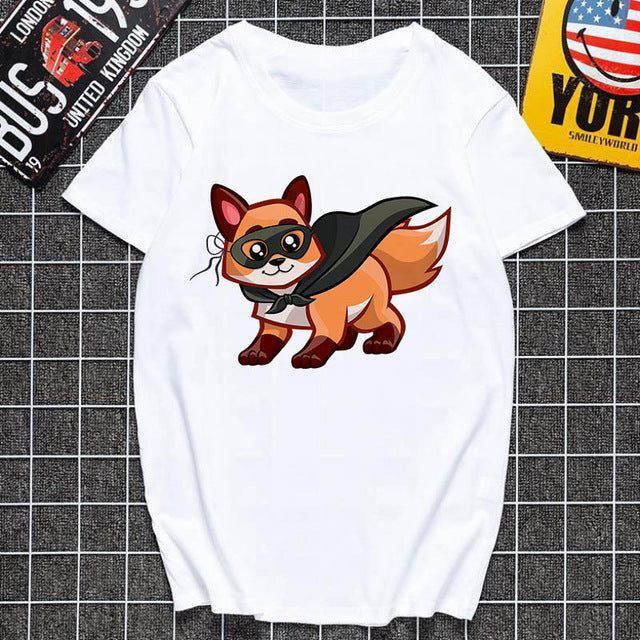 Cute fox printed T shirt Women Harajuku Tshirt Thin section