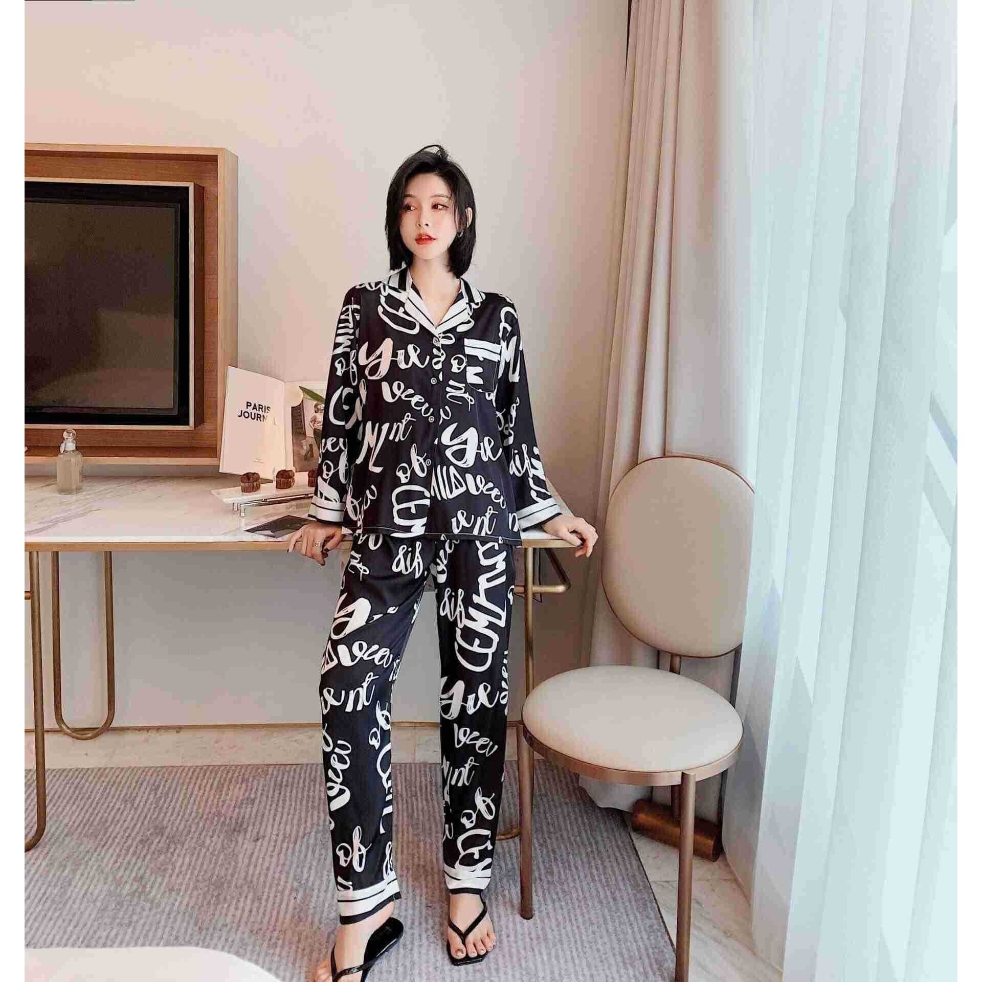 Printed pajamas spring and autumn simulation silk - Jointcorp