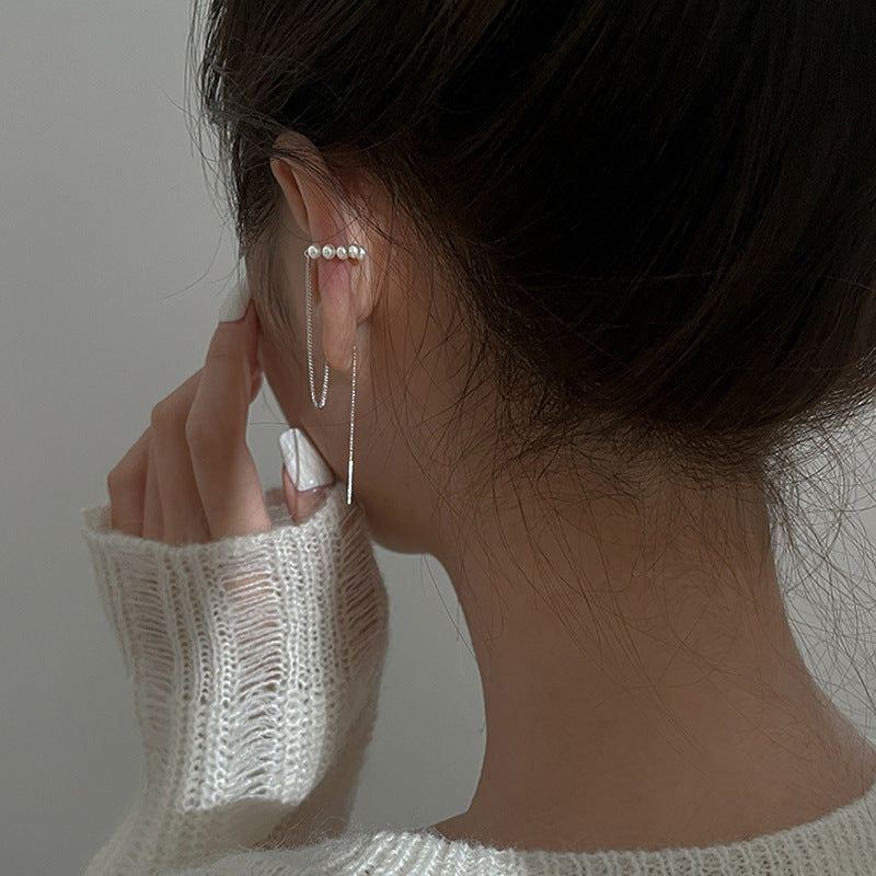 New Chain One-piece Pearl Ear Bone Clip Earrings For Women - Jointcorp