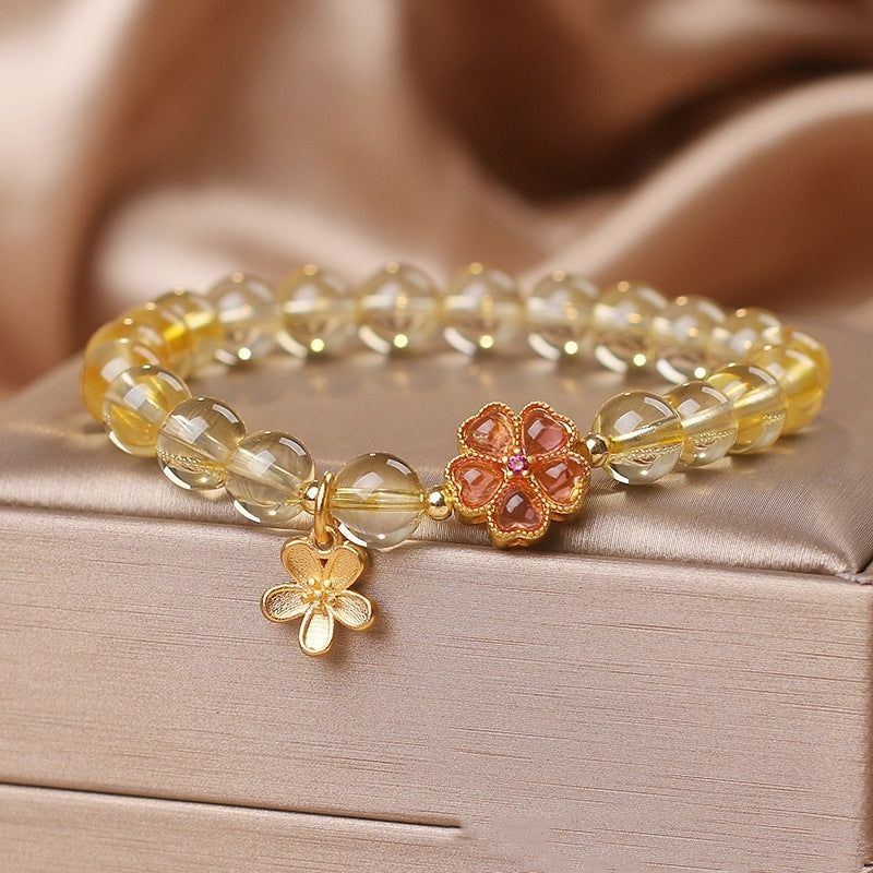 Women's Natural Citrine Fresh Flower Pendant Bracelet - Jointcorp