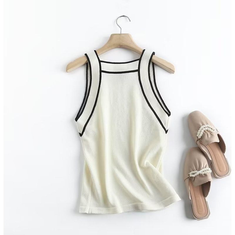 Women's Fashion Splicing Sling Knitted Vest