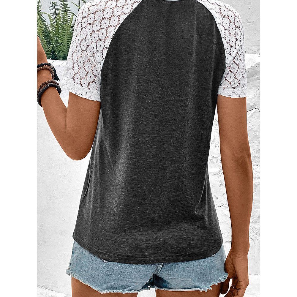 Fashion Lace Stitching T-shirt Women
