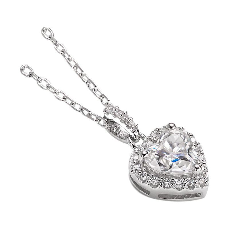 European And American Fashion Heart-shaped Mosang Stone Necklace Women - Jointcorp