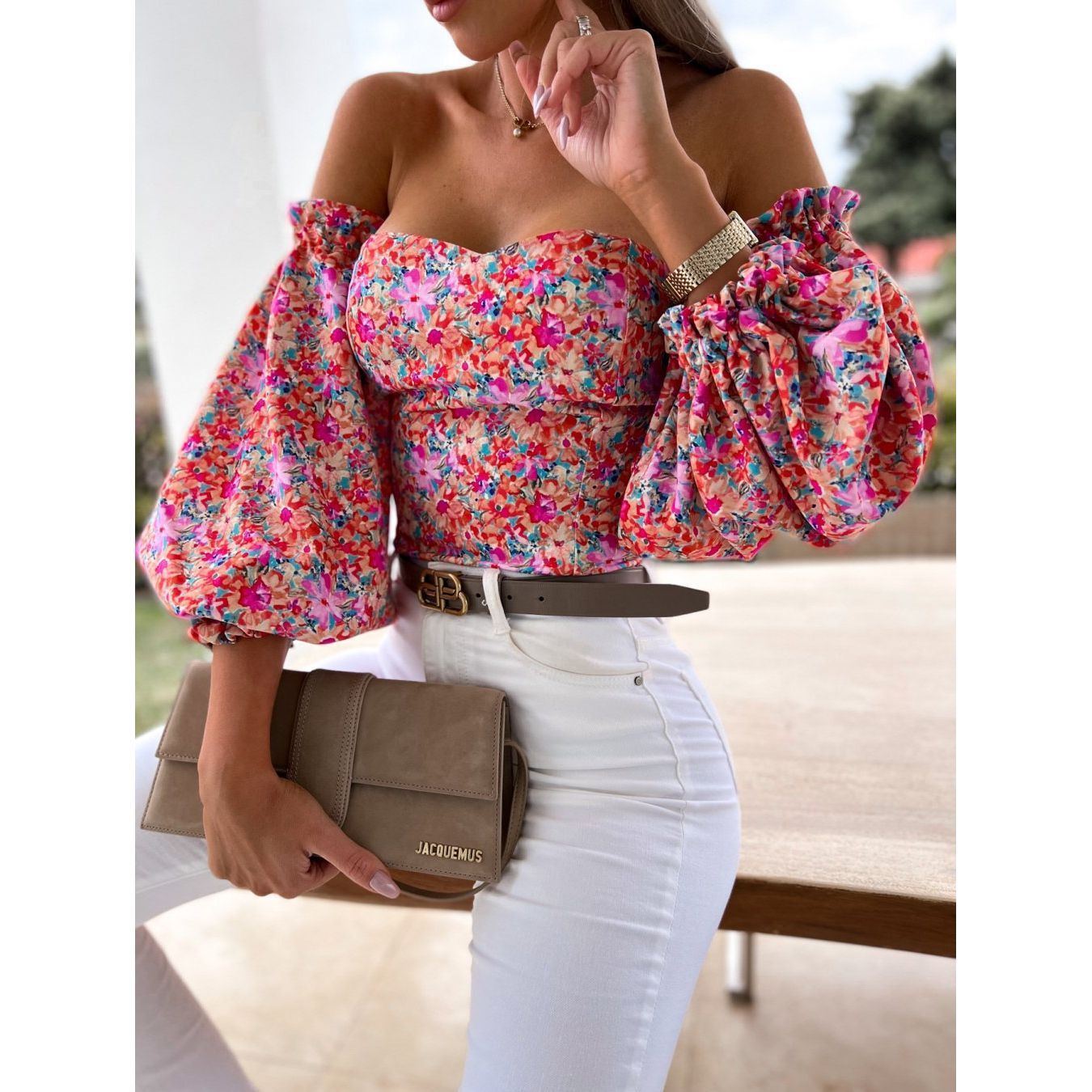 Off Shoulder Collar Wrapped Around Chest