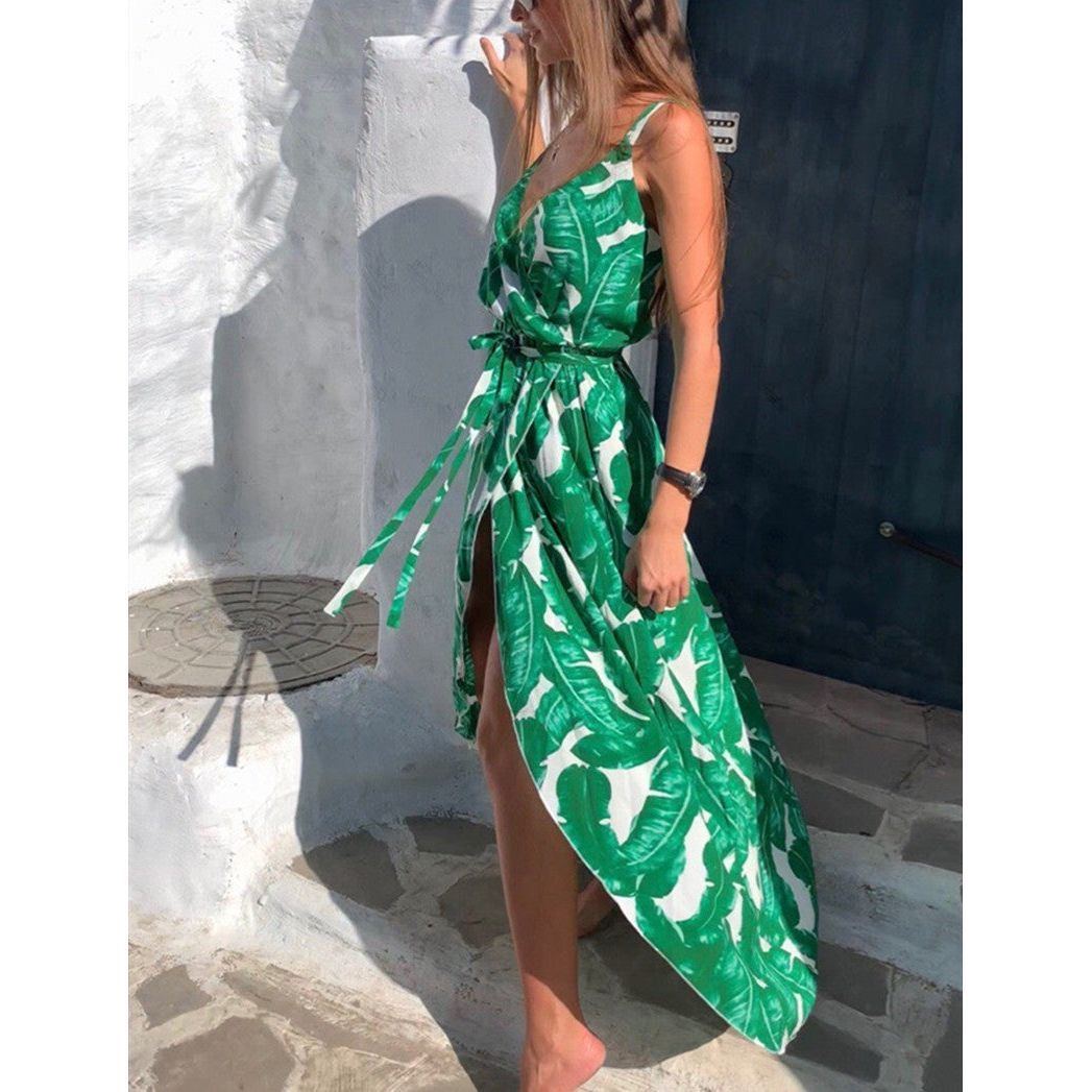 Women's Chiffon Halter Sexy V-Neck Irregular Dress - Jointcorp