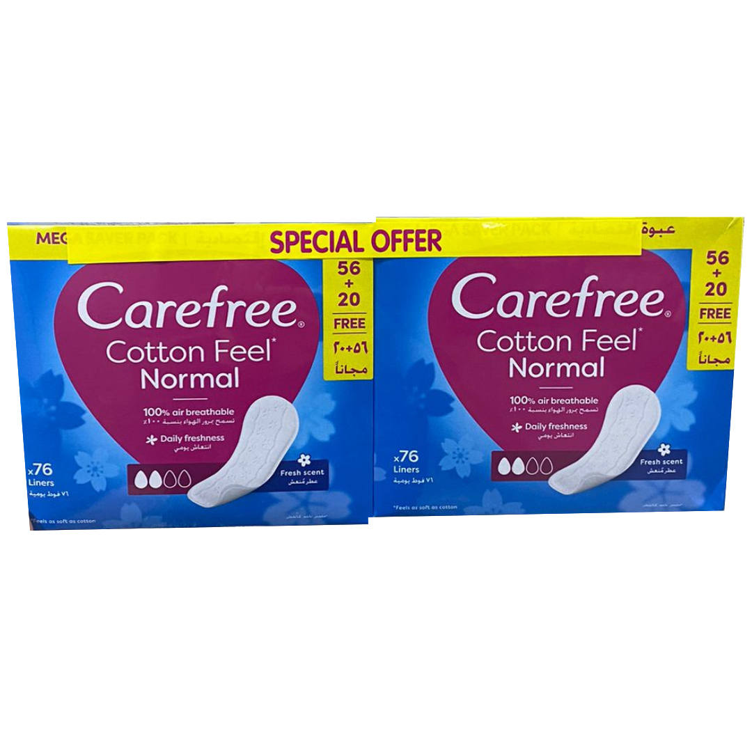 CAREFREE COTTON FEEL UNSCENTED 2X76s