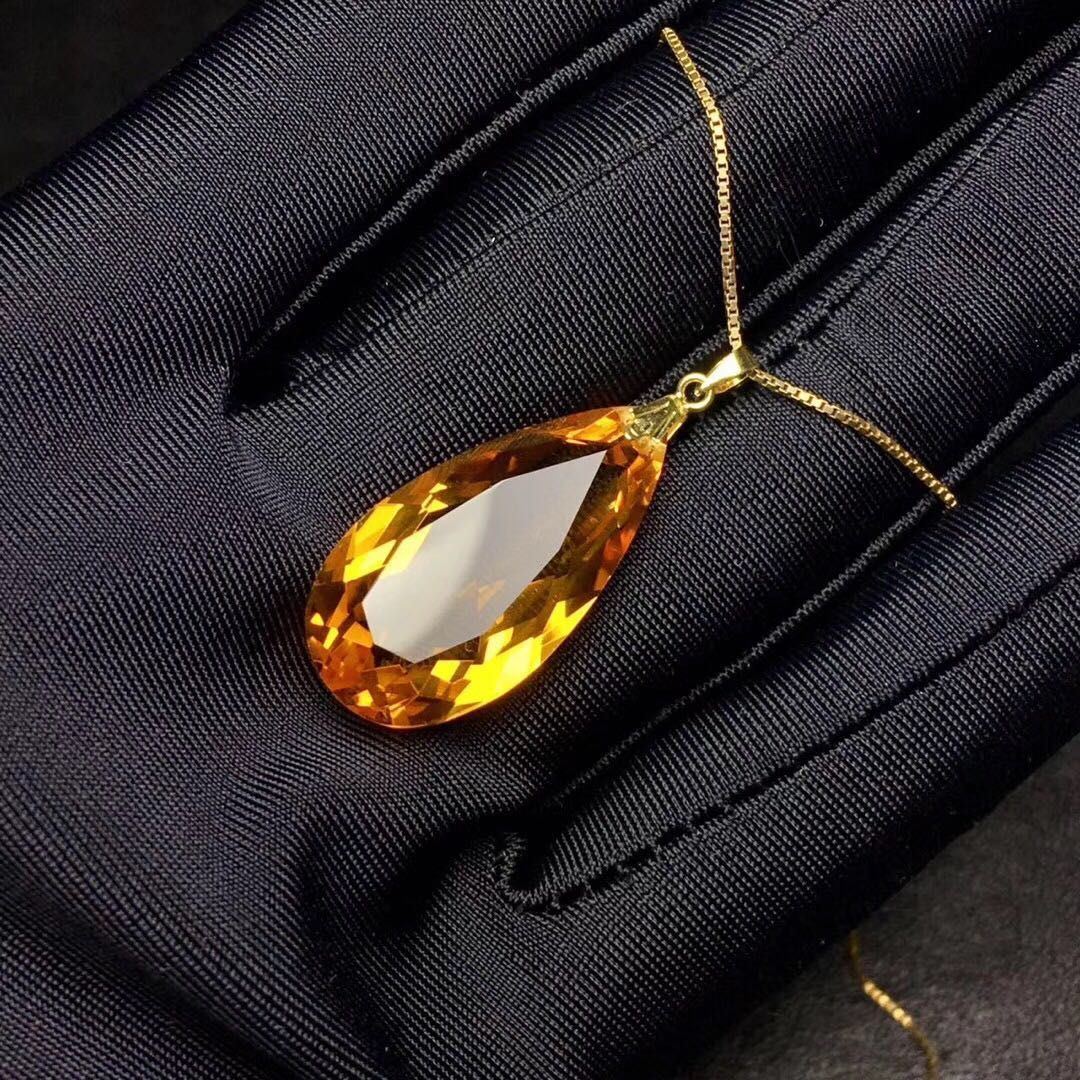 Fashion Drop Gold Inlaid Citrine Pendant - Jointcorp