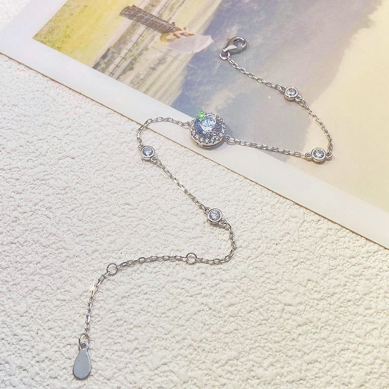 Women's Fashion Sterling Silver Inlaid Zirconium Bracelet - Jointcorp