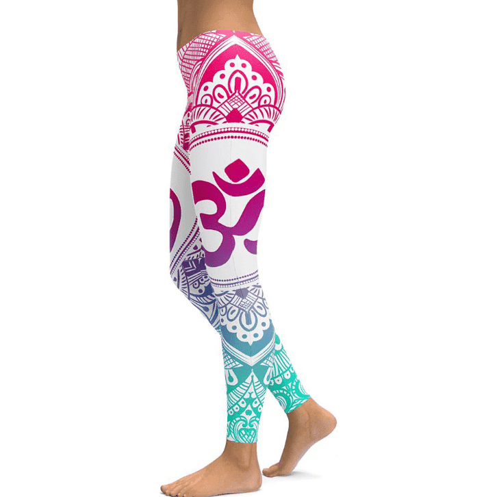 New Blue Decolorization Mandala Leggings Women Plus Size XL Athletic Yoga Leggings Running Fitness Workout Pants - Jointcorp