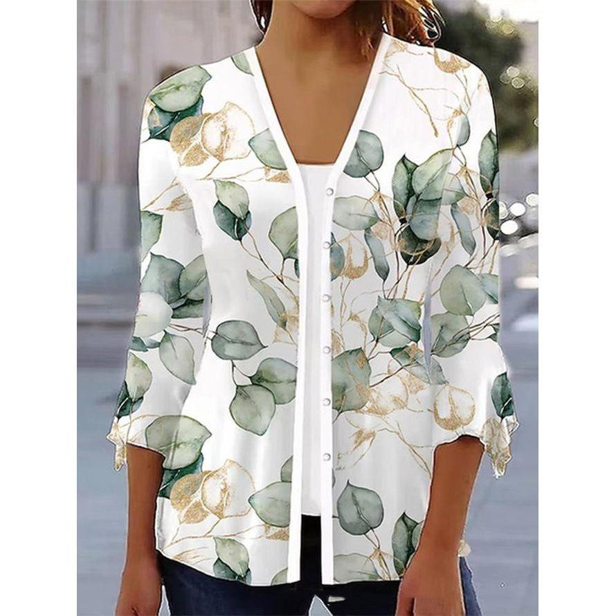 Printed Quarter Sleeved Cardigan Knit