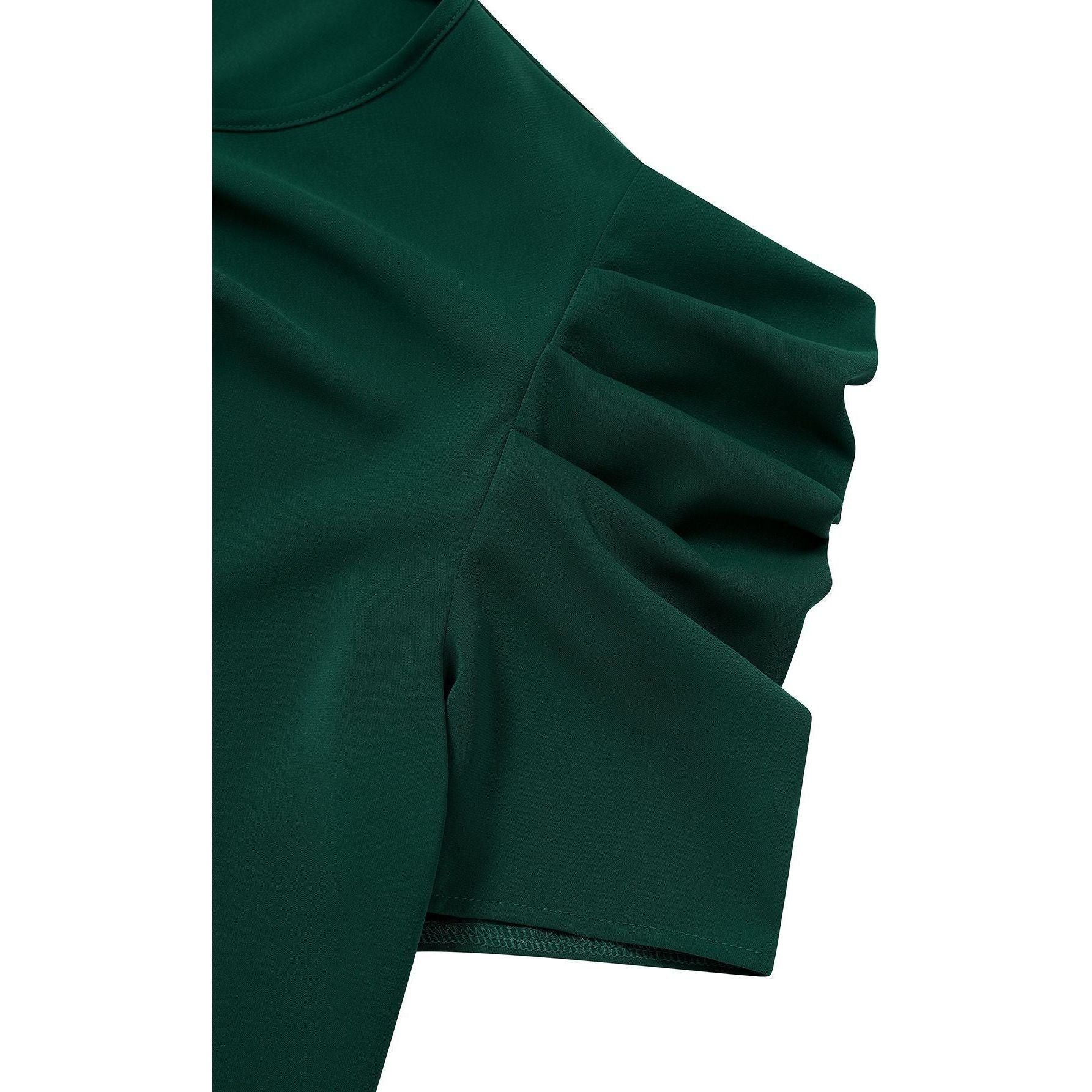 Solid Color Puff Sleeve V-neck Slim-fitting New Women's Shirt