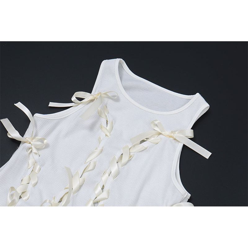 Niche French Short Style Vest Hollowed Out Top