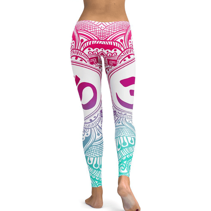 New Blue Decolorization Mandala Leggings Women Plus Size XL Athletic Yoga Leggings Running Fitness Workout Pants - Jointcorp