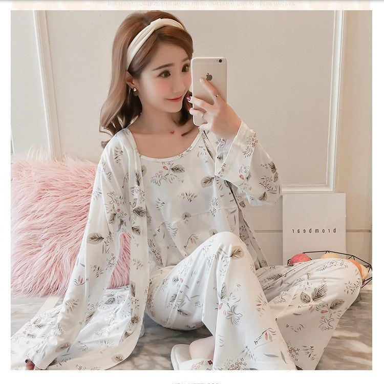 Korean Style Pajamas Women Autumn Milk Silk Long Sleeves Japanese Style - Jointcorp