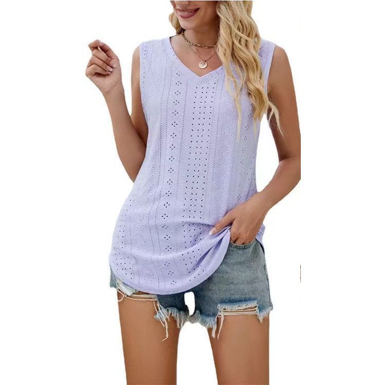 V-neck Vest Hole Hollow-out Sleeveless Top