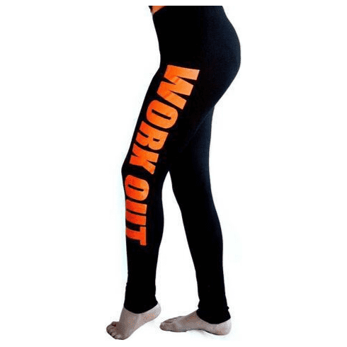 Letter printed cotton leggings mid-rise cropped pants yoga pants