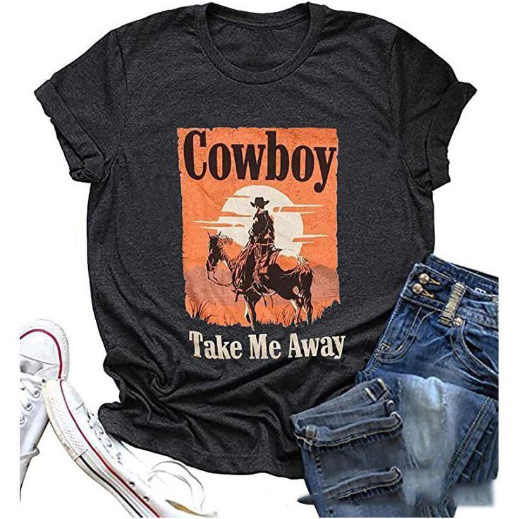 European And American Western Printed Short Sleeve Women's Summer T-shirt