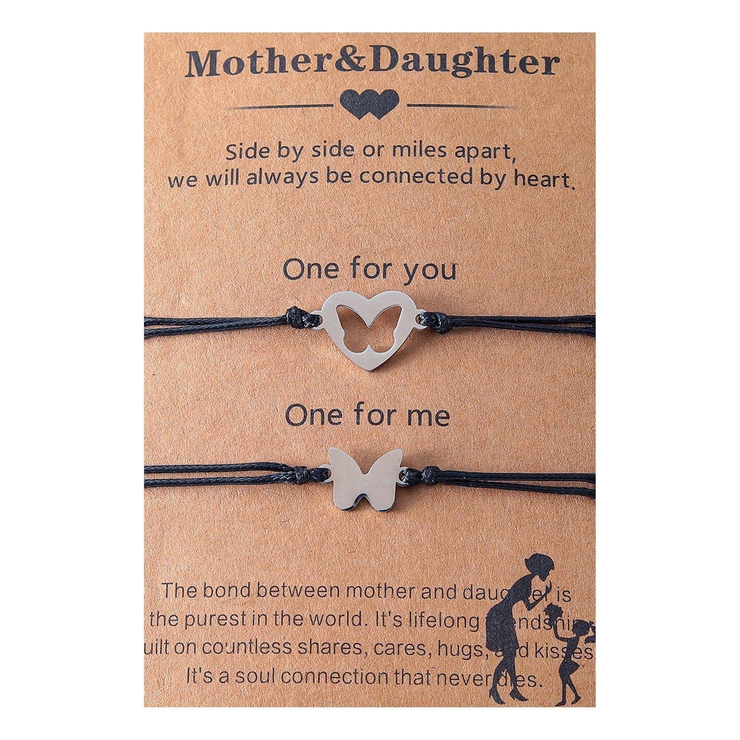 Mother's Day Card Bracelet Heart-shaped Butterfly Wax Line Woven Hand Strap - Jointcorp
