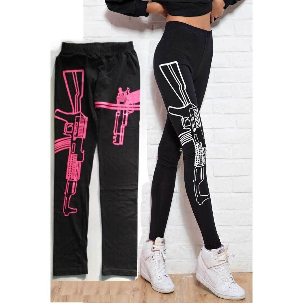 Letter printed cotton leggings mid-rise cropped pants yoga pants - Jointcorp