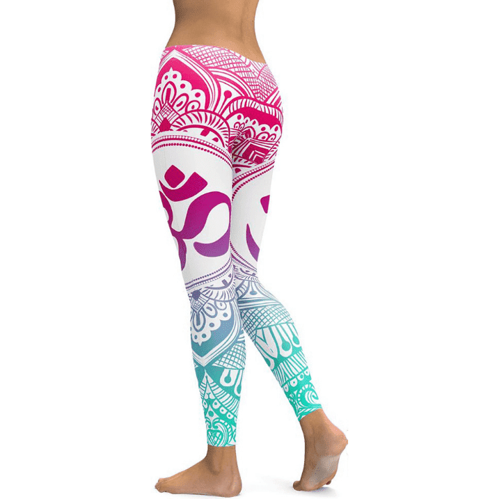 New Blue Decolorization Mandala Leggings Women Plus Size XL Athletic Yoga Leggings Running Fitness Workout Pants - Jointcorp