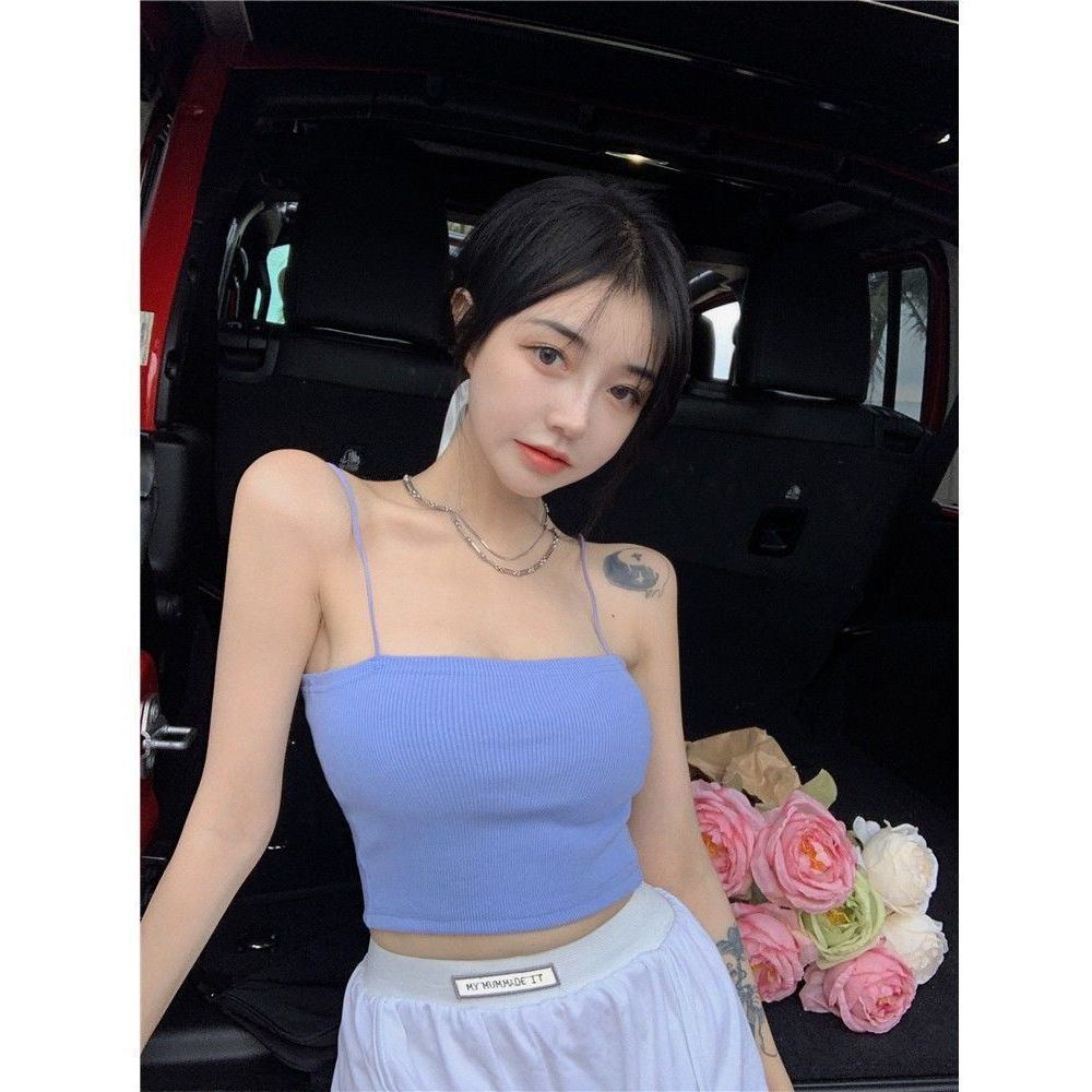 Solid Color String Inspirational Backless Sling European And American Outer Wear Sexy Midriff-baring Vest - Jointcorp