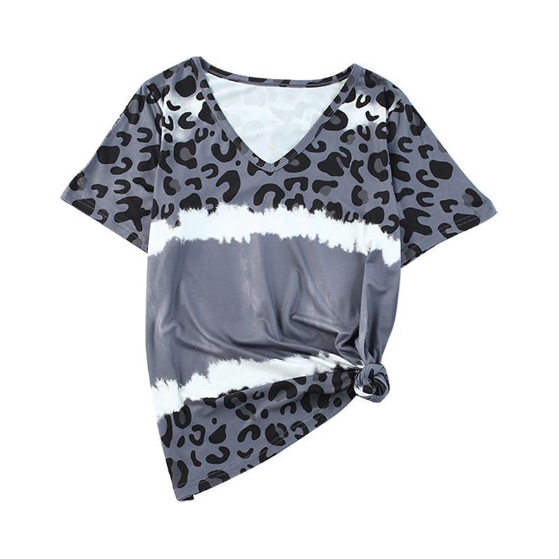 Shiying Tie-dyed Leopard Print Short Sleeve T-shirt For Women - Jointcorp