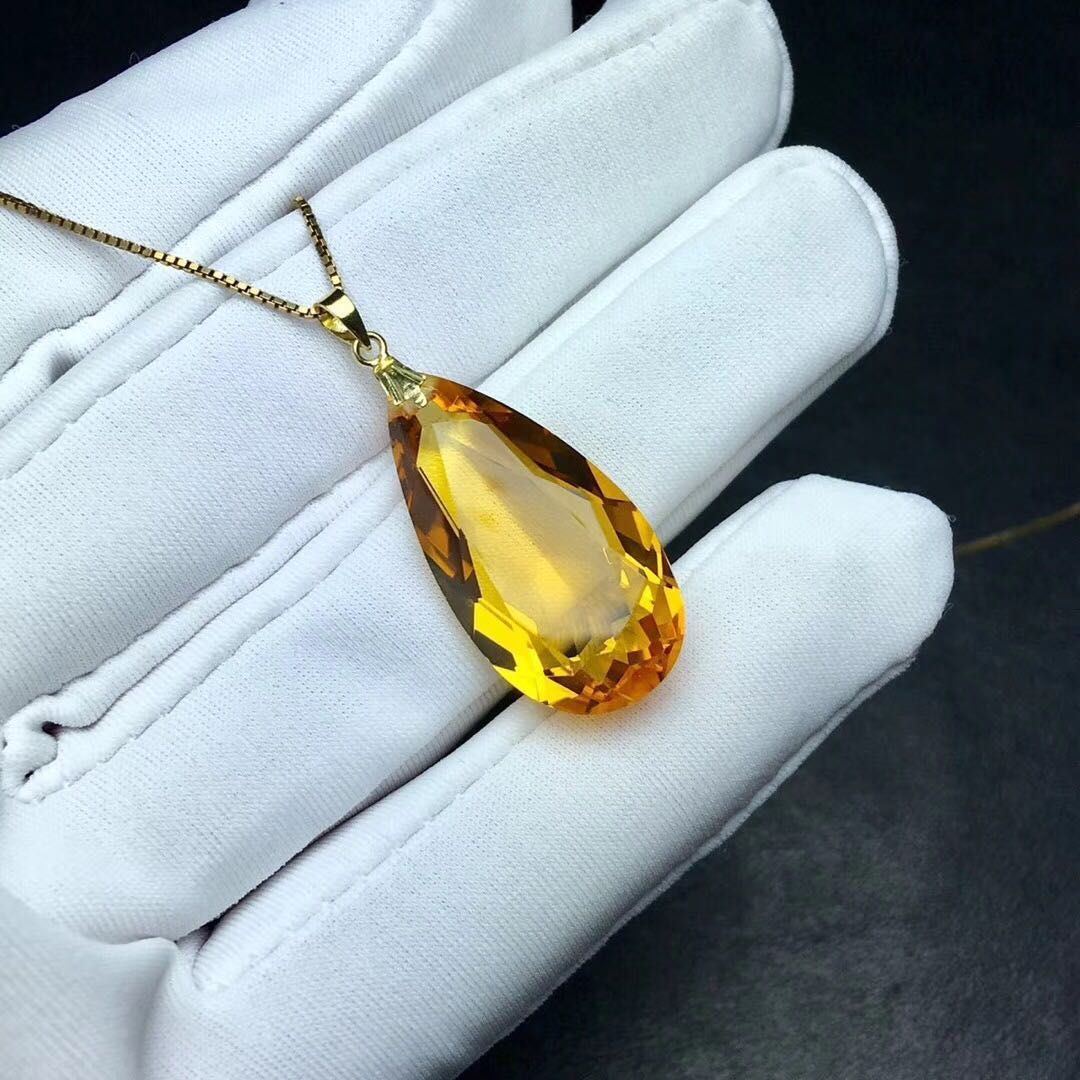 Fashion Drop Gold Inlaid Citrine Pendant - Jointcorp