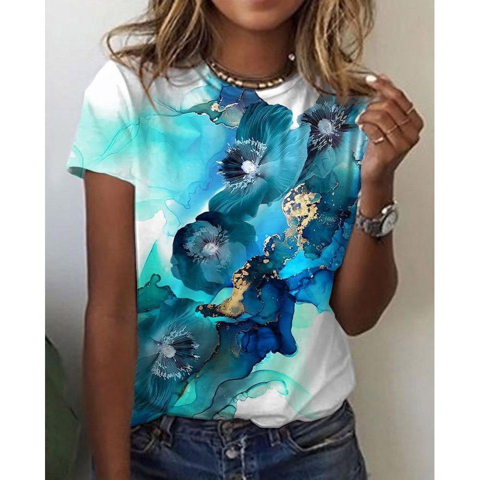 Pattern Painting 3D Printing Short-sleeved Women's T-shirt