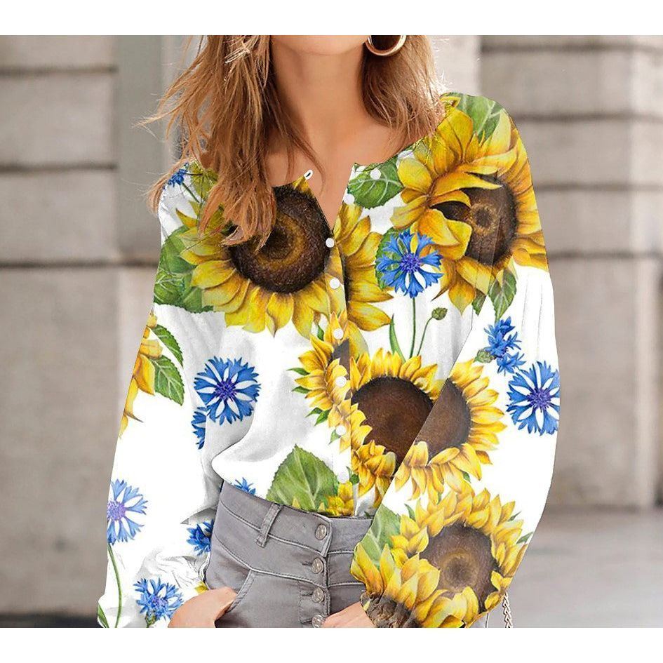 Bubble Sleeved Lapel Loose Fitting Women's Shirt
