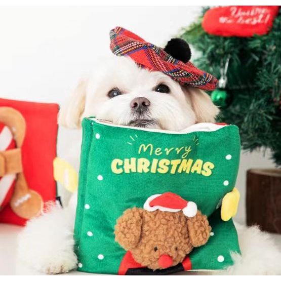 Christmas Cute Cloth Dog Hide Food Book Pet Toys