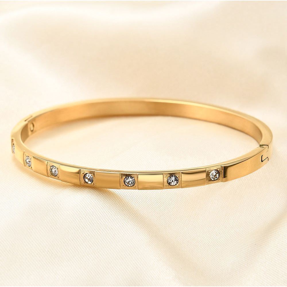 All-match Inlaid Zirconium Bracelet Fashion Couple Simple Bracelet - Jointcorp