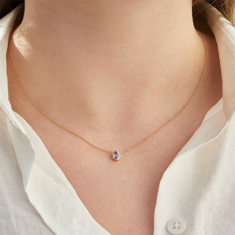 Birthstone Color Zirconium Mini Choker - Jointcorp