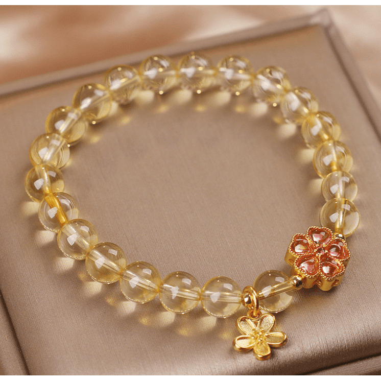 Women's Natural Citrine Fresh Flower Pendant Bracelet - Jointcorp
