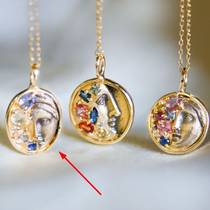 Literary Retro Greek Mythology Color Zirconium Mogul Art Necklace - Jointcorp