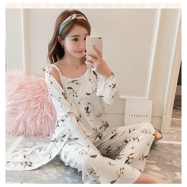 Korean Style Pajamas Women Autumn Milk Silk Long Sleeves Japanese Style - Jointcorp