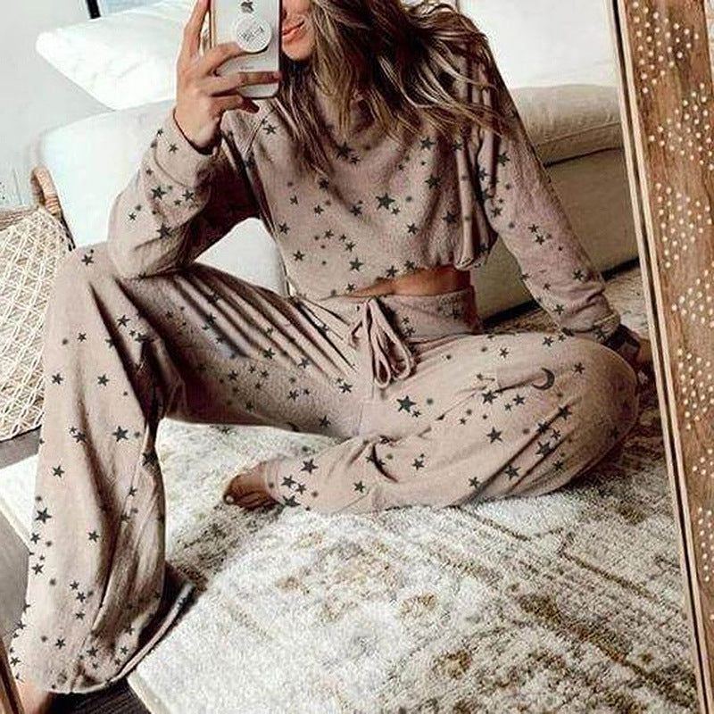 Women Printed Long-Sleeved Home Service Suit Pajamas - Jointcorp