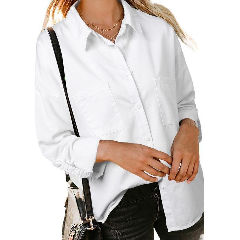 Women's Denim Coat Loose Double Pocket Long Sleeve Casual Shirt - Jointcorp
