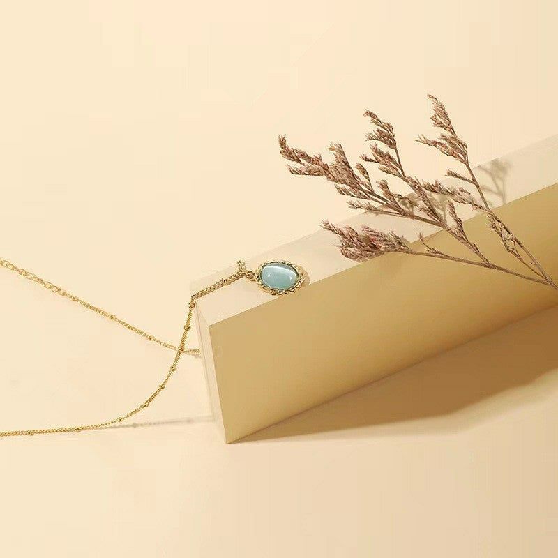 Women's Fashion All-matching Opal Titanium Steel Pendant Necklace - Jointcorp