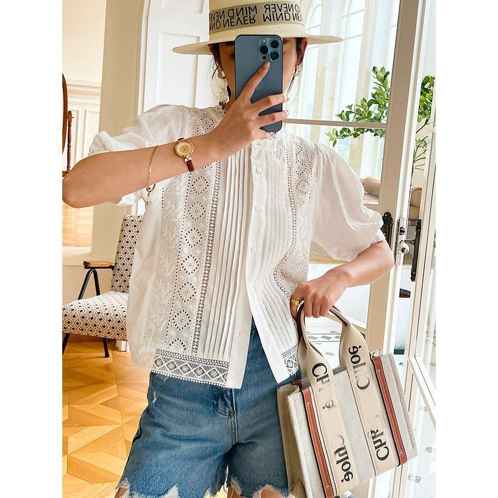 European And American New Women's French White Embroidered Shirts - Jointcorp