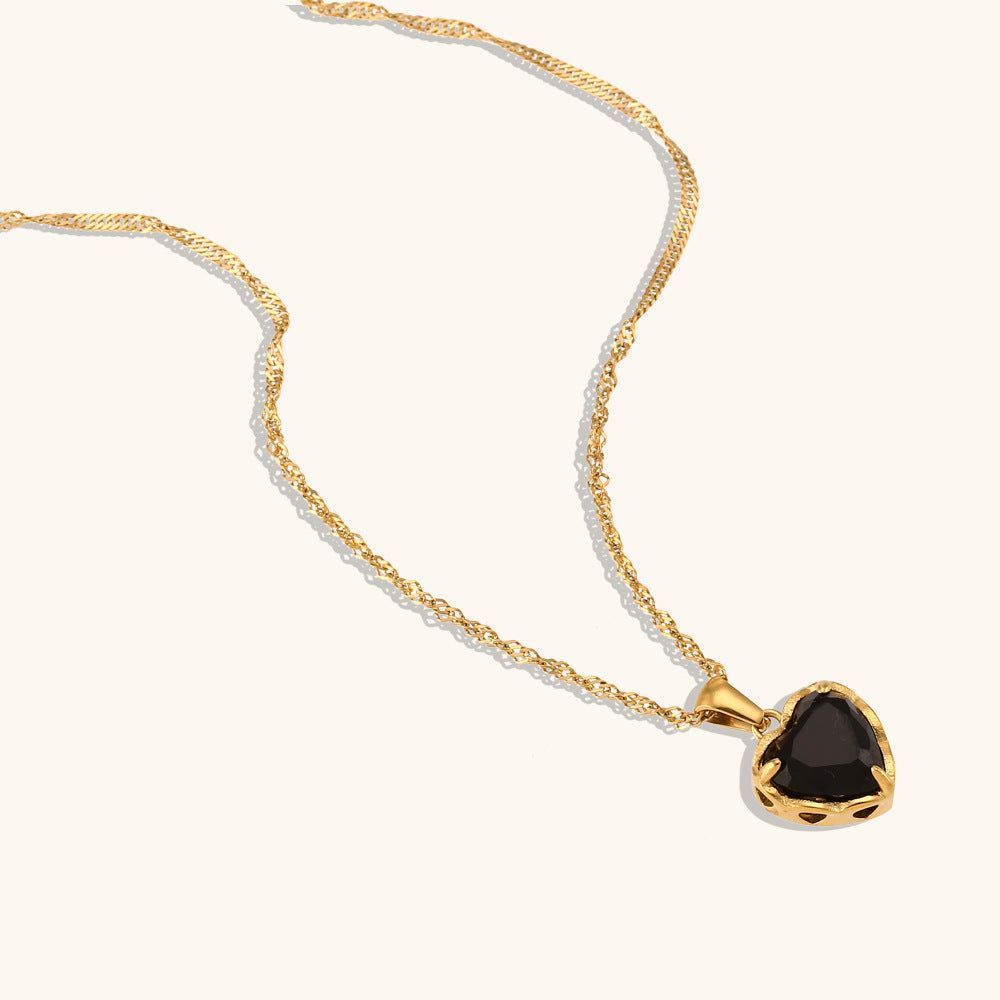 Heart-shaped Zircon Pendant Clavicle Chain Niche Gold Necklace Ornament - Jointcorp