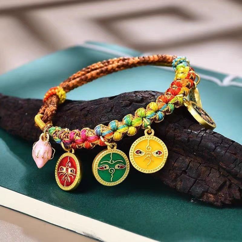 Tibetan Style Carrying Strap Hand-woven Colorful Ropes Five Gods Of Wealth Ethnic Peach Blossom Knot - Jointcorp