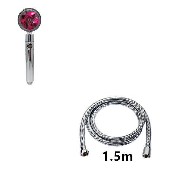 Propeller Driven Shower Head With Stop Button And Cotton Filter Turbocharged High Pressure Handheld Shower Nozzle