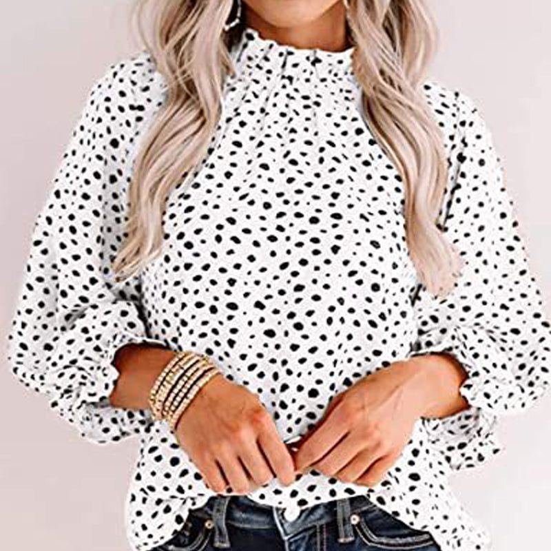 Women Top Casual Floral Print Long Sleeve Pleated Loose Little-girl Style Clothes Shirt - Jointcorp