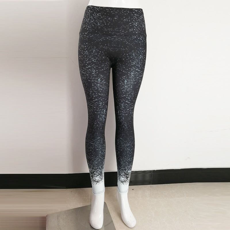 Gradient Gypsophila Digital Printing Slim High Waist Sports Yoga Pants Leggings - Jointcorp