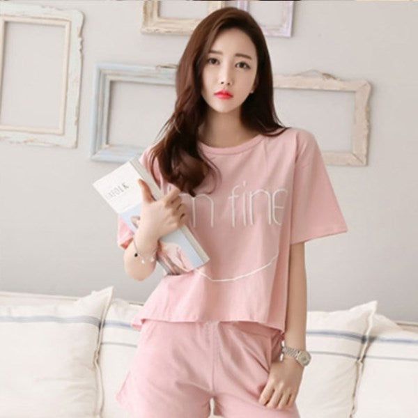 Women Pajamas Set Thin Short Sleeve Cute Sleepwear Homewear - Jointcorp