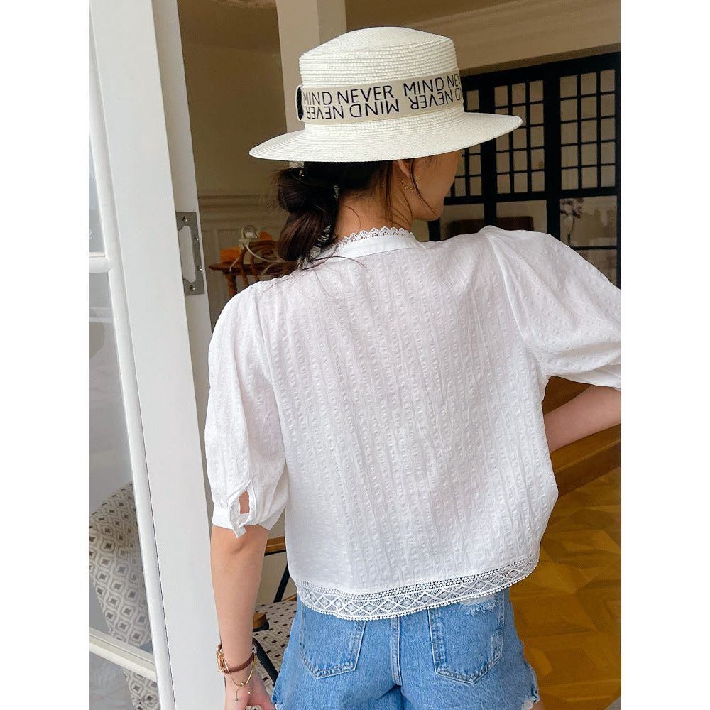 European And American New Women's French White Embroidered Shirts - Jointcorp