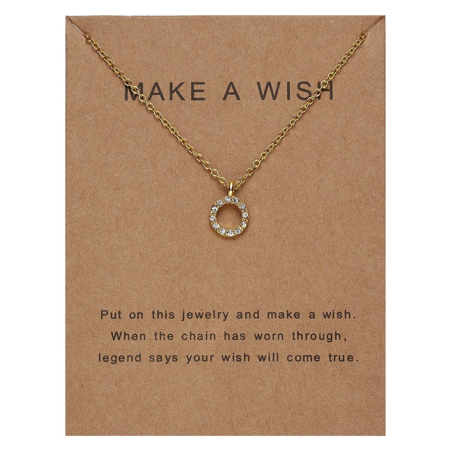 Paper Card Inlaid Diamond Hollow Circular Pendant With Collarbone Chain - Jointcorp