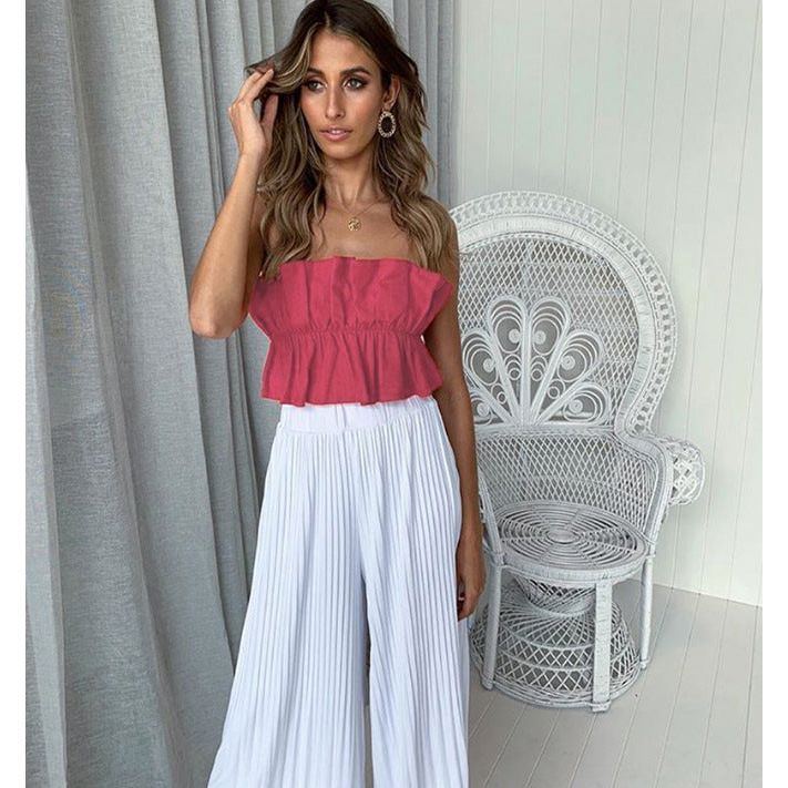 Women's Sleeveless Chest Wrap Peplum Top - Jointcorp