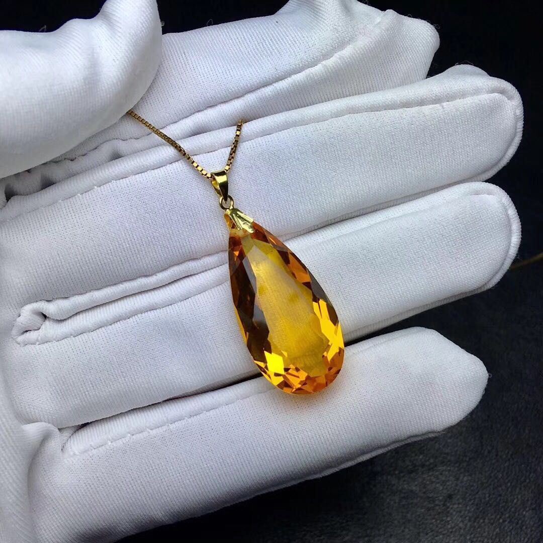 Fashion Drop Gold Inlaid Citrine Pendant - Jointcorp