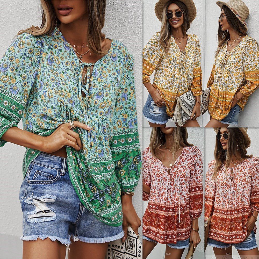 Women's Bohemian Style Top Printed Shirt - Jointcorp